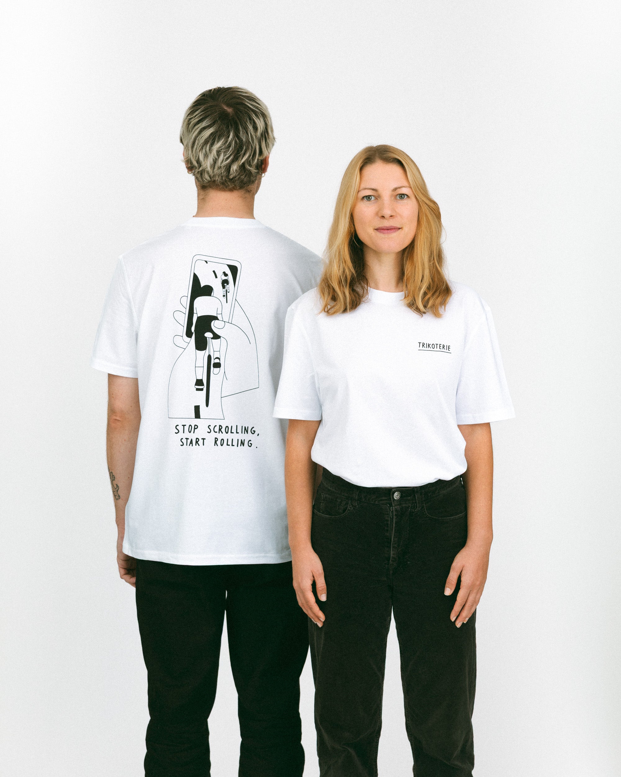 T-Shirt Stop Scrolling Weiß