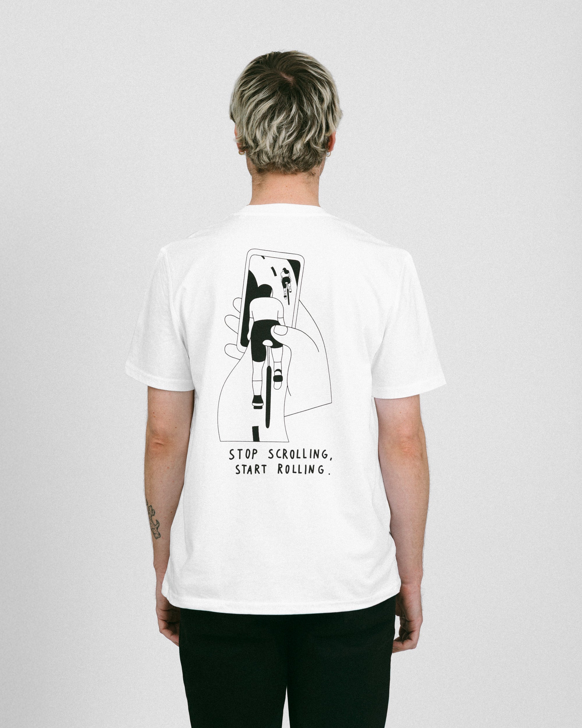 T-Shirt Stop Scrolling Weiß
