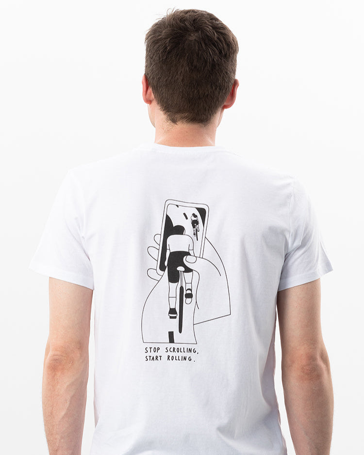 T-Shirt Stop Scrolling Weiß