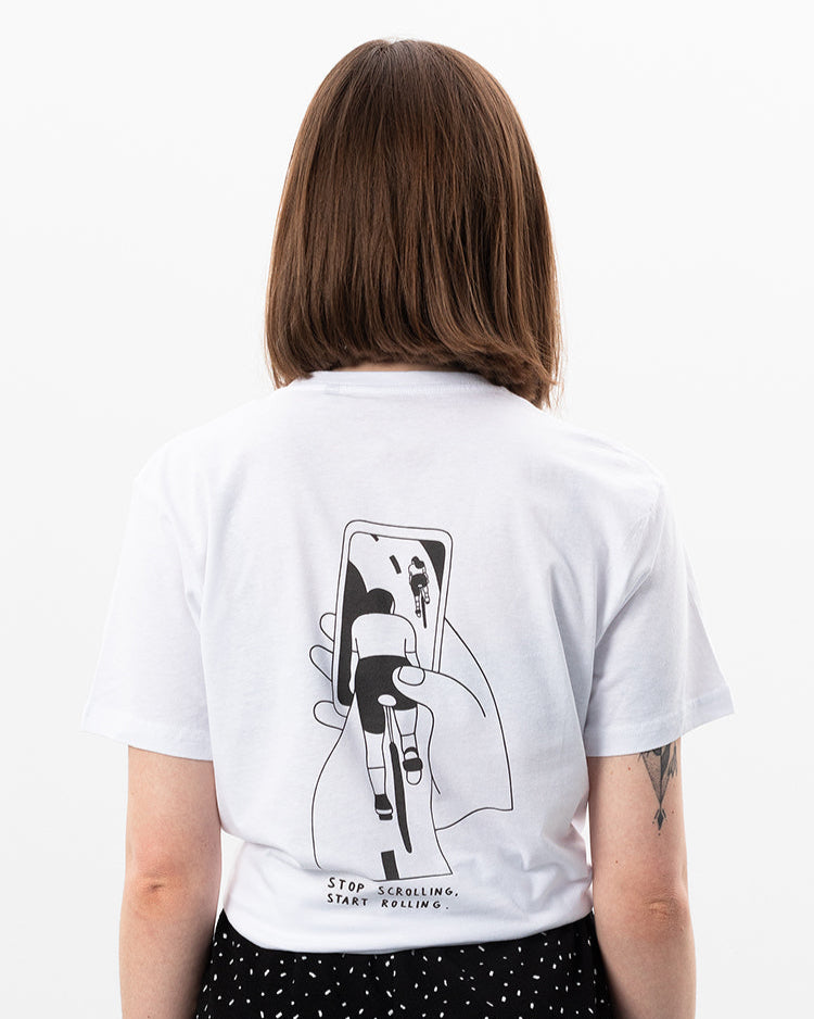 T-Shirt Stop Scrolling Weiß