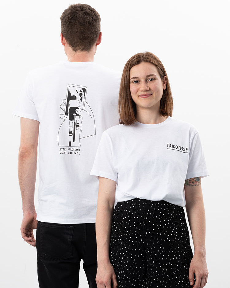 T-Shirt Stop Scrolling Weiß